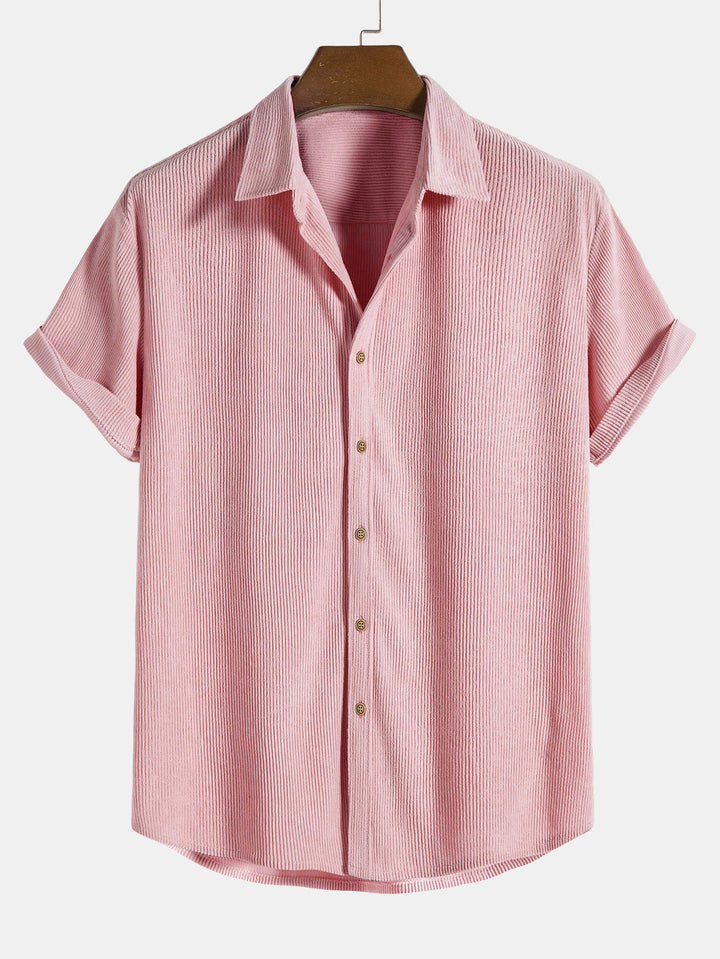 Korte Mouwen Corduroy Overhemd met Knopen & Shorts