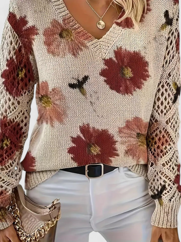 Maelynn™ – Floral Sweater for Timeless Elegance