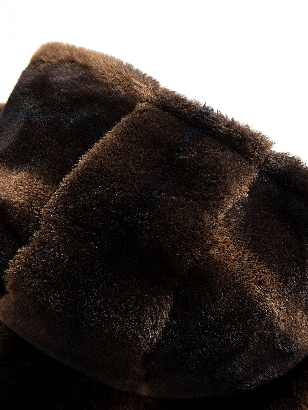 Animal print faux fur quilted jacket with hood
