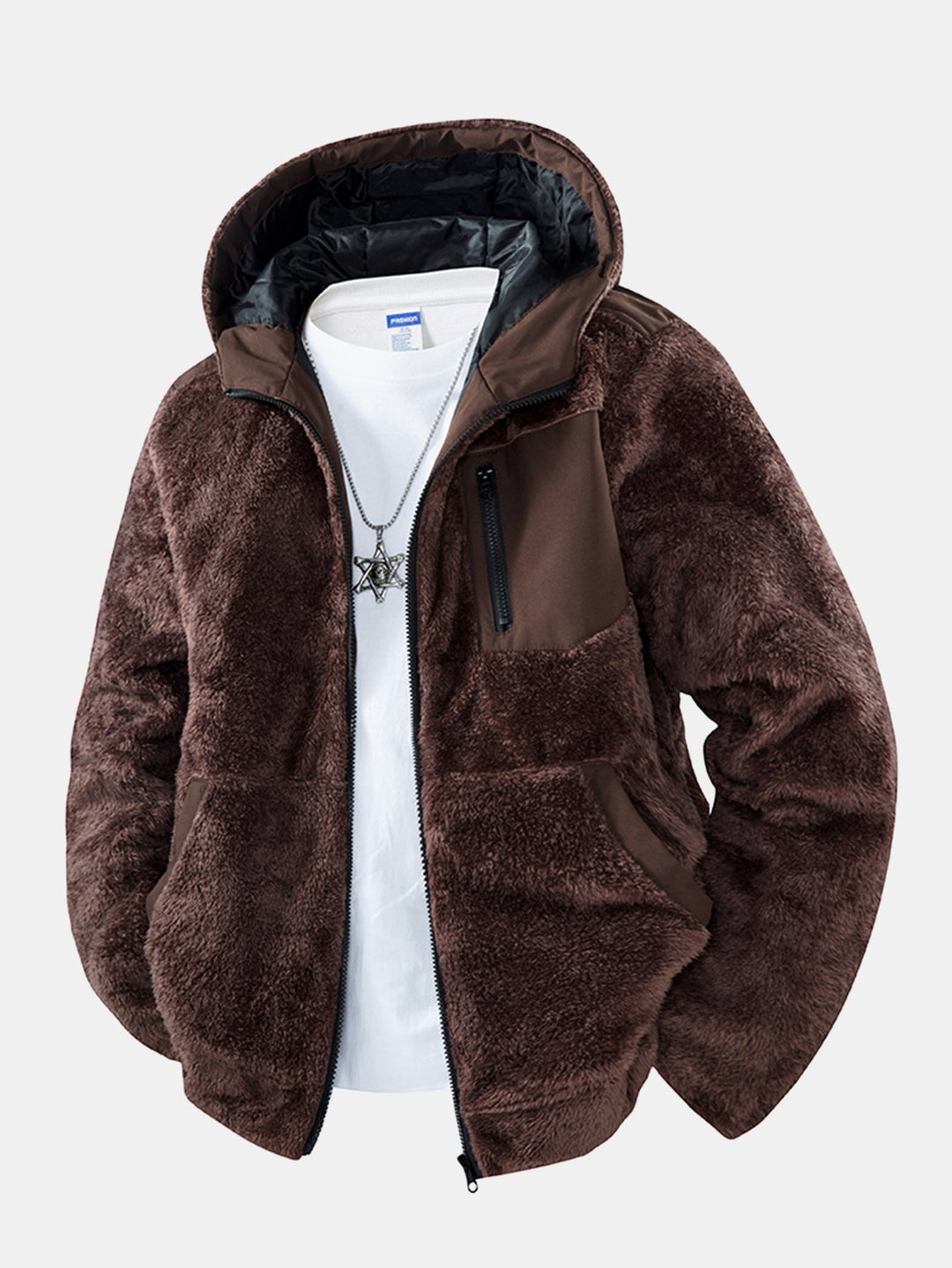 Teddy fleece quilted jacket with hood