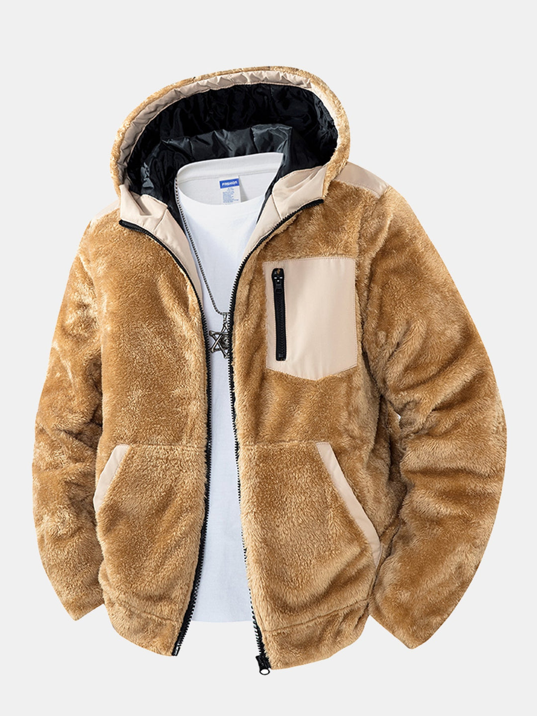 Teddy fleece quilted jacket with hood