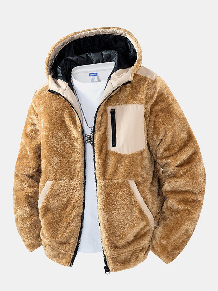 Teddy fleece quilted jacket with hood