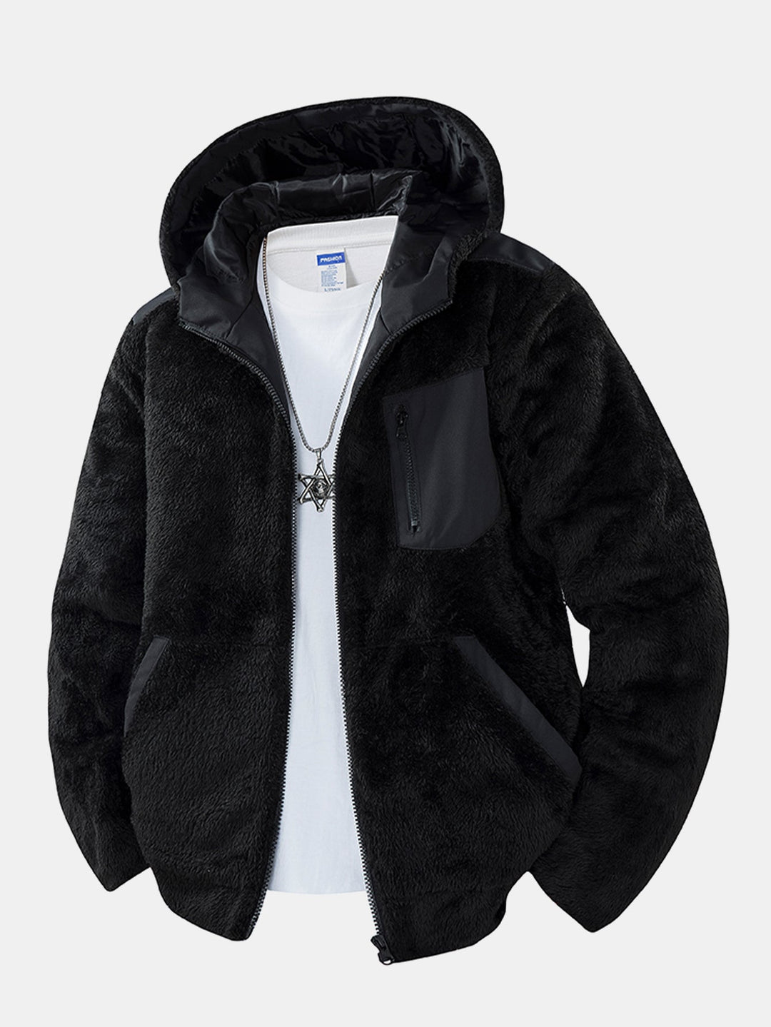 Teddy fleece quilted jacket with hood