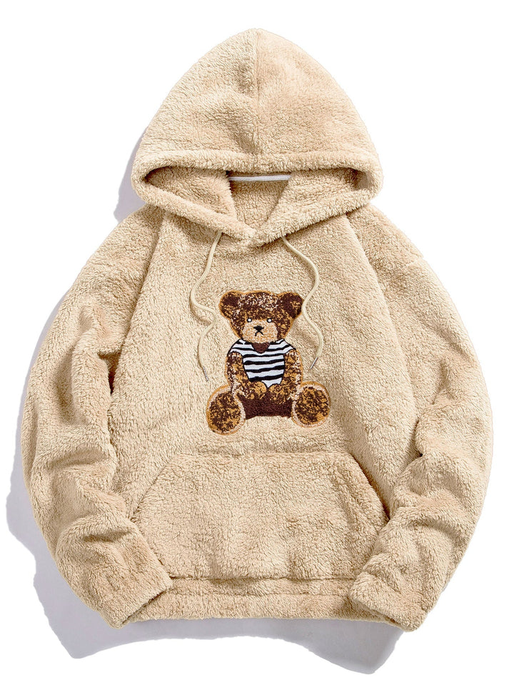 Beren Geborduurd Patch Teddy Hoodie & Teddy Jogger Broek
