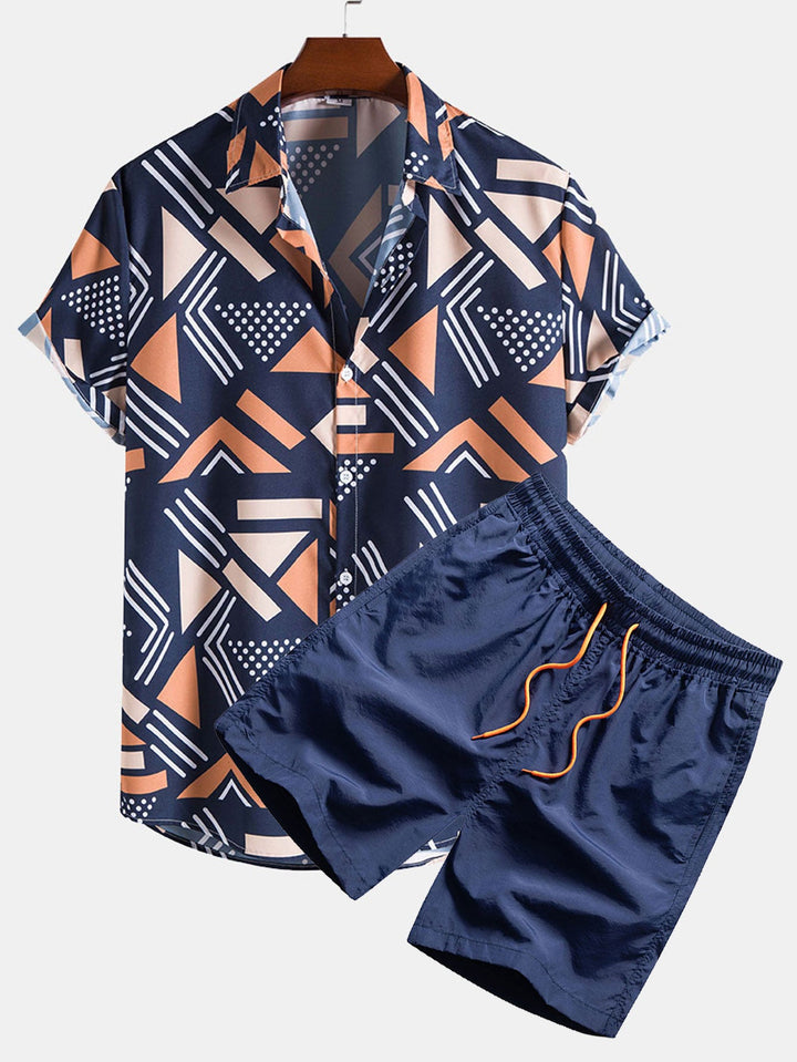 Geometrische Print Shirt & Zwemshorts