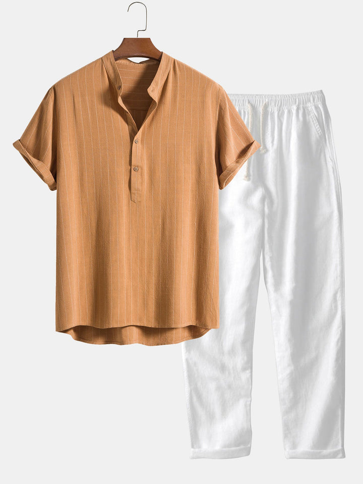 Linen Blend Shirt & Straight Linen Pants