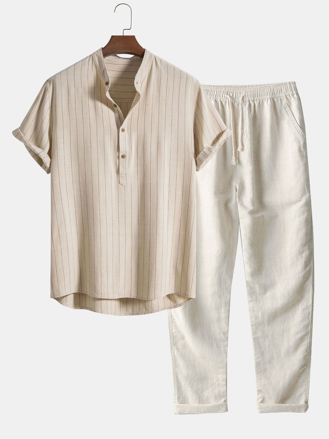 Linen Blend Shirt & Straight Linen Pants