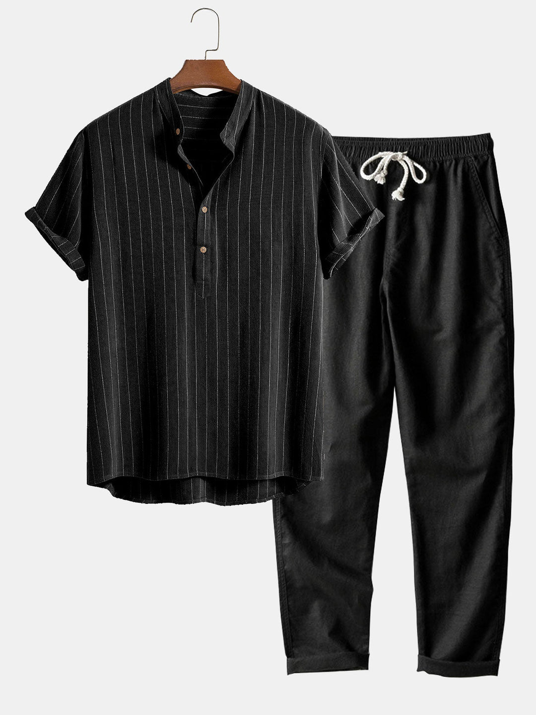 Linen Blend Shirt & Straight Linen Pants