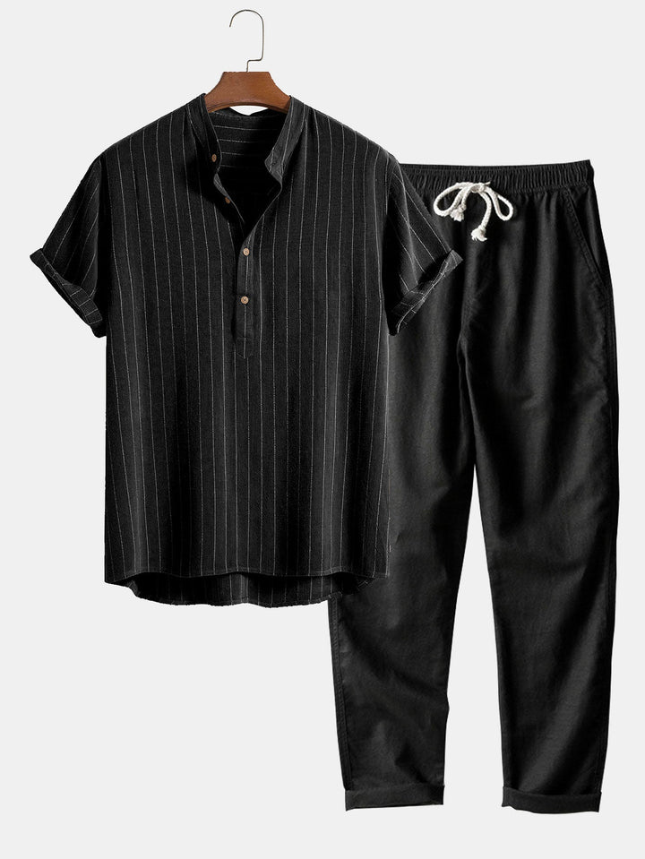 Linen Blend Shirt & Straight Linen Pants