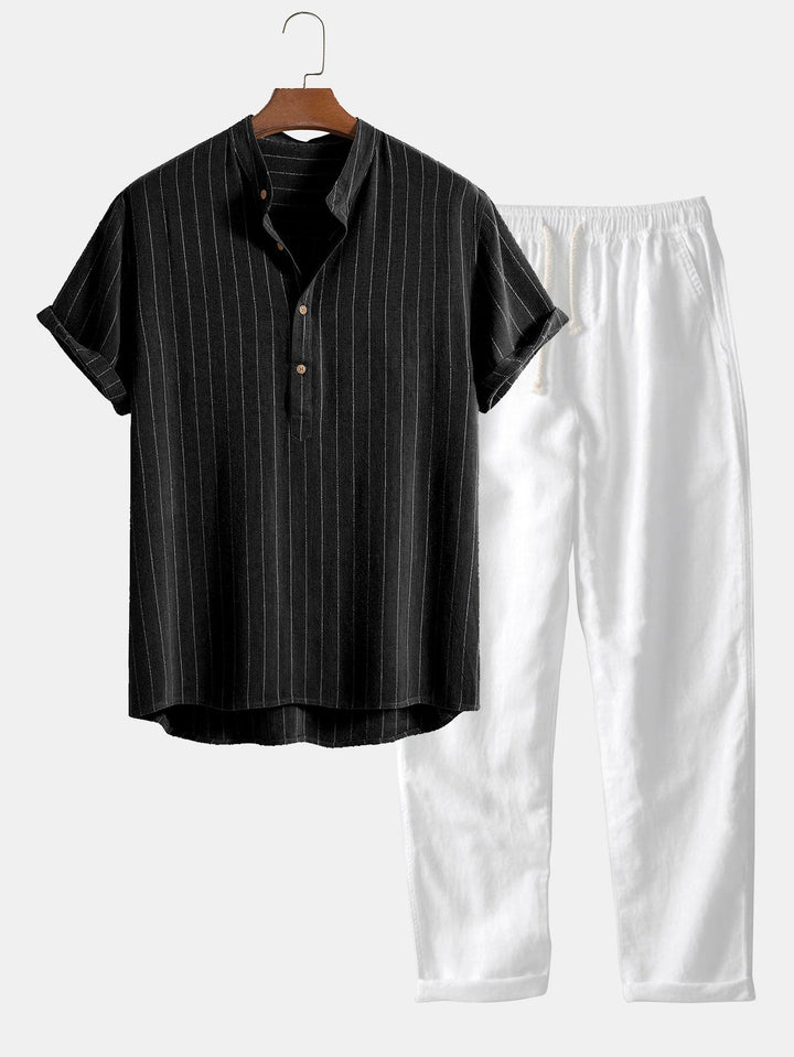 Linen Blend Shirt & Straight Linen Pants