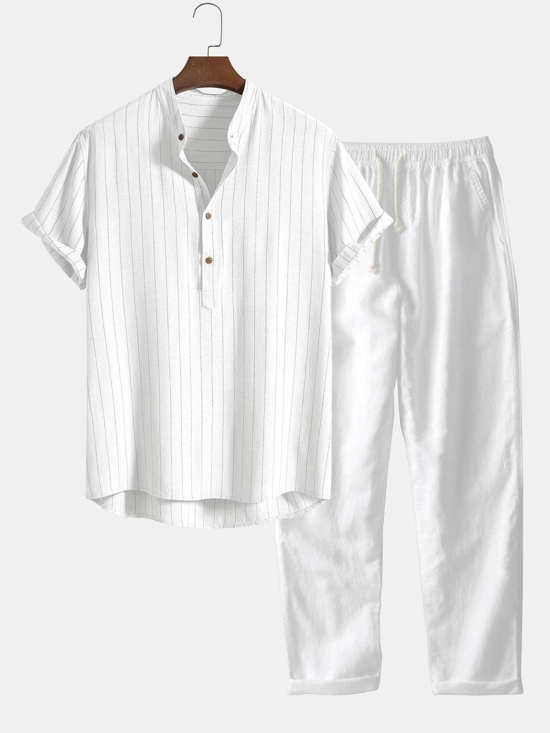 Linen Blend Shirt & Straight Linen Pants