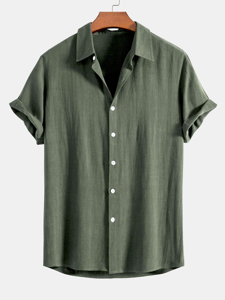 Linnen Rayon Mix Knop-Up Shirt