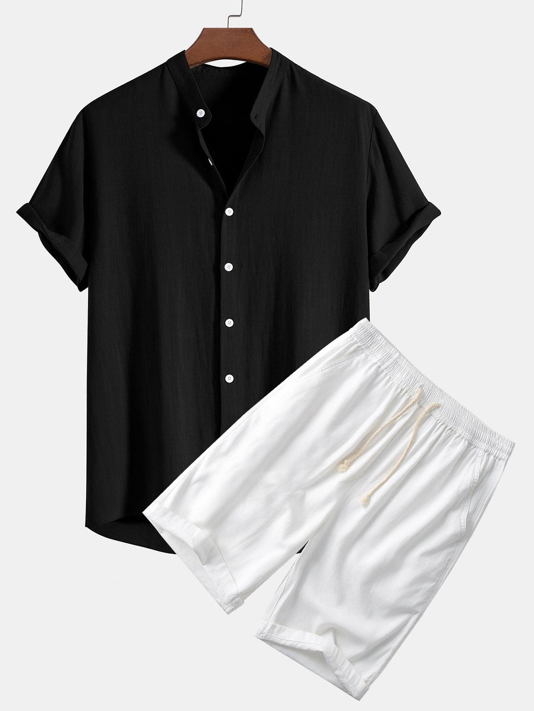 Linen and Rayon Blend Shirt & Linen Cotton Blend 11" Shorts