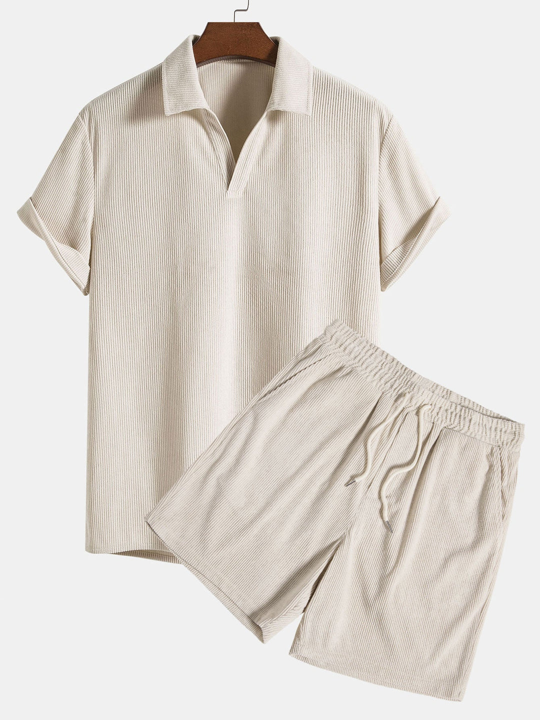 Korte Mouwen Corduroy Polo Shirt & Corduroy Korte Broek