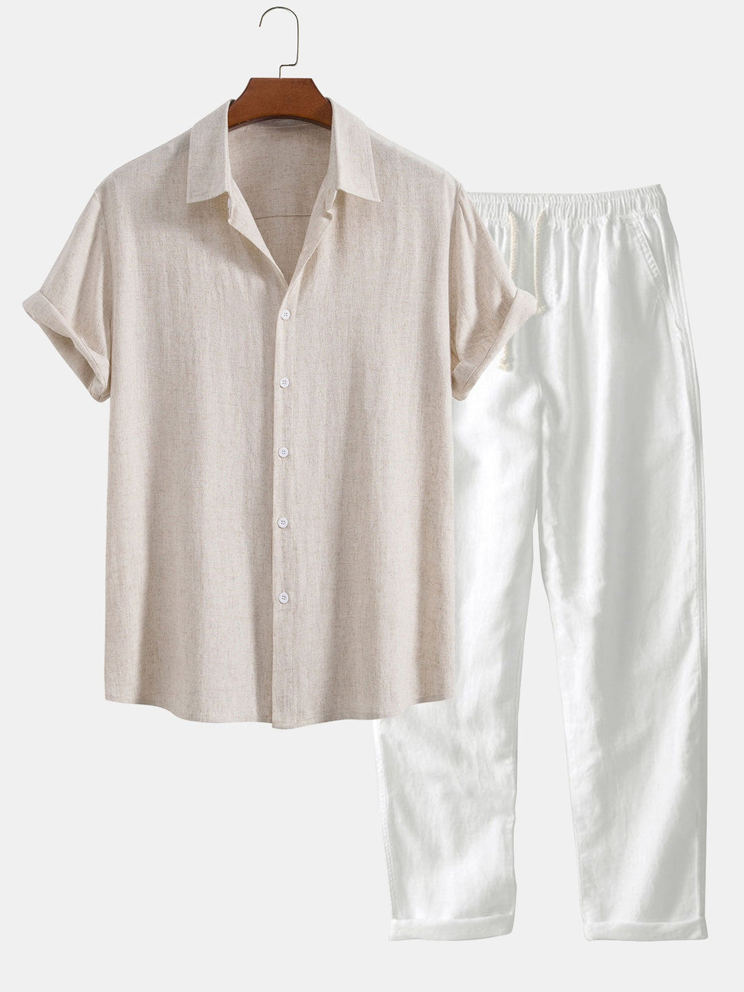 Linen Rayon Shirt & Straight-Leg Linen Pants