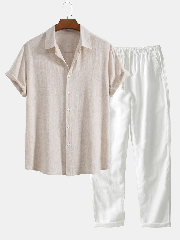 Linen Rayon Shirt & Straight-Leg Linen Pants