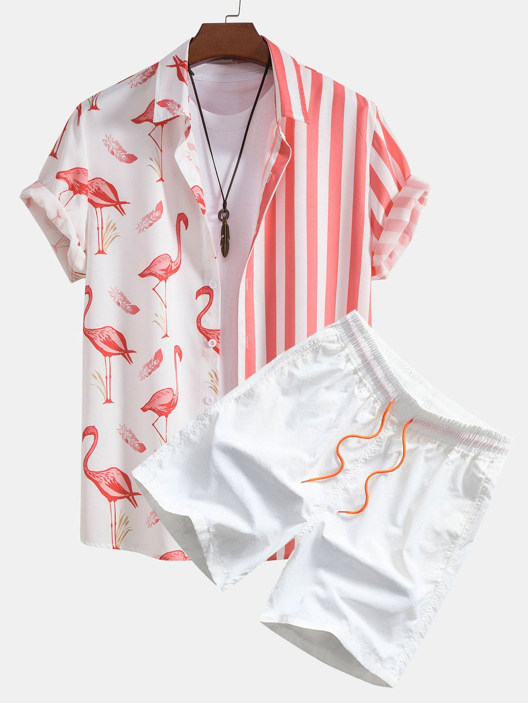 Flamingo Stripe Paneel Shirt & Zwemshorts