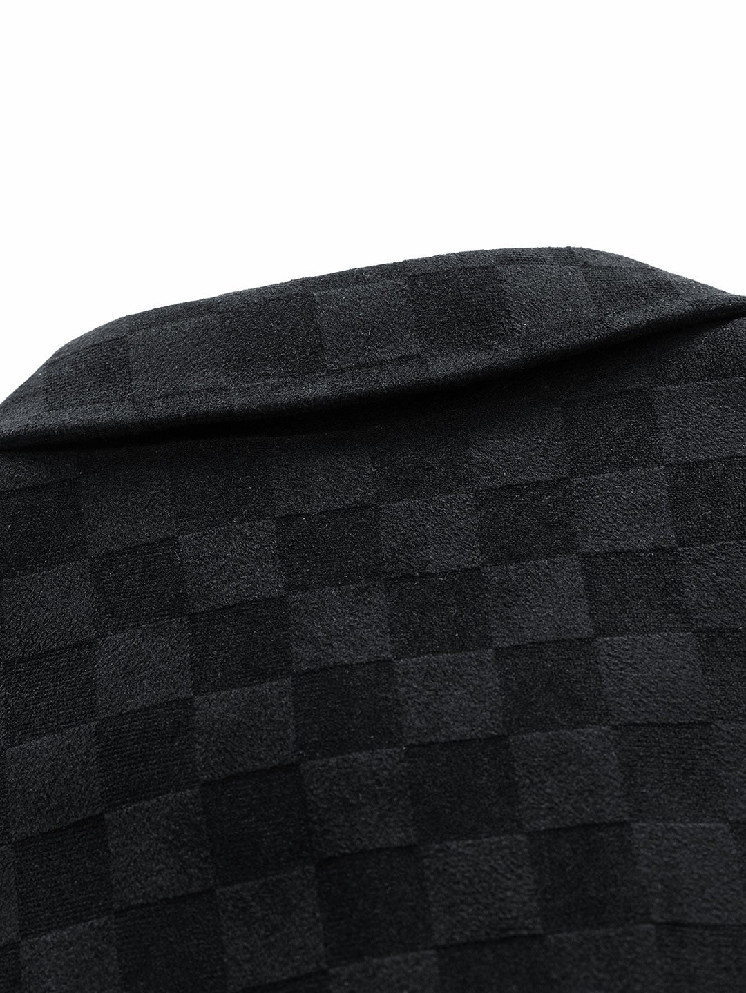 Jacket with faux suede pocket with checkered print
