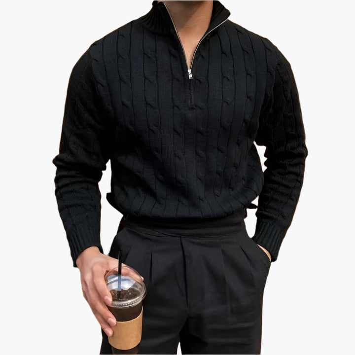 George l Half-Zip Cable Knit Sweater