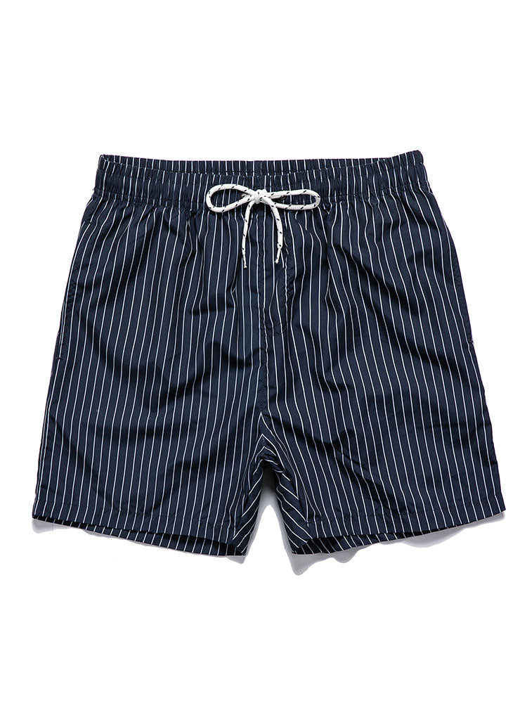 Palm Tree Print Button-Down Shirt & Striped Swim Shorts