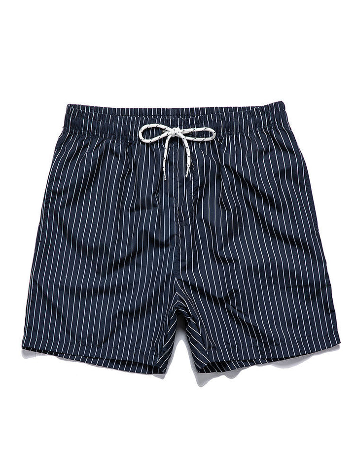 Palm Tree Print Button-Down Shirt & Striped Swim Shorts