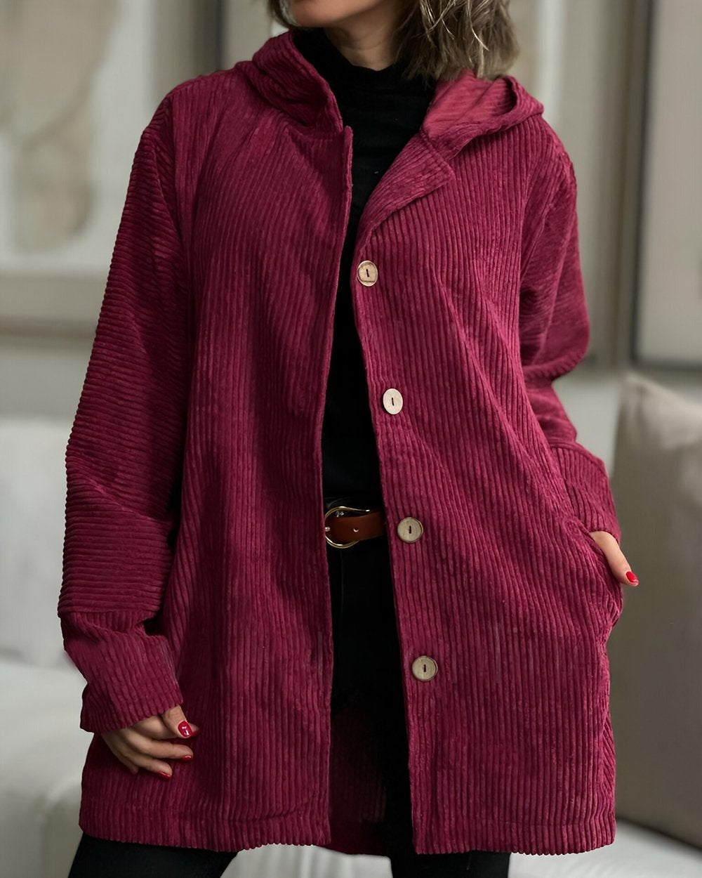 Lydia™ - Cozy Corduroy Hooded Jacket