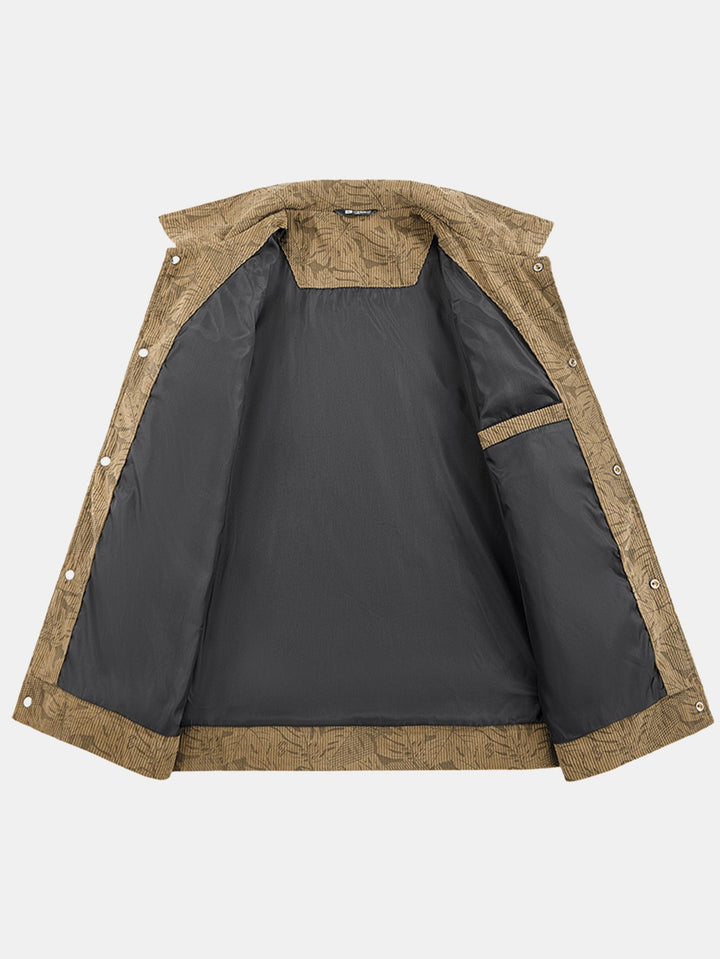 Corduroy jacket with leaf print