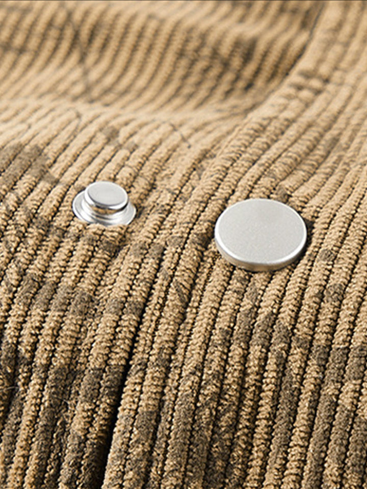 Corduroy jacket with leaf print