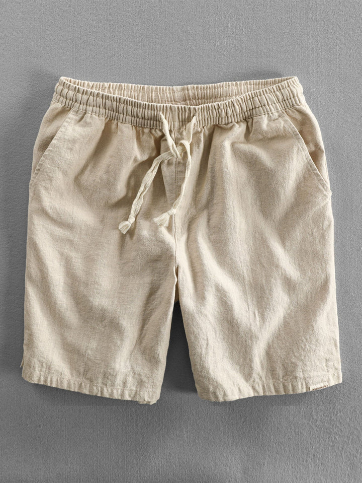 Geometrisch Jacquard Cubaanse Shirt & Linnen Katoen Mix Shorts