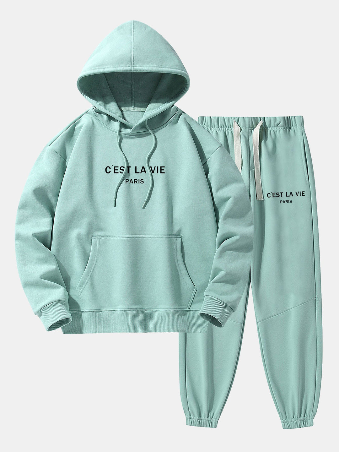 Paris Print Katoenmix Hoodie & Joggingbroek