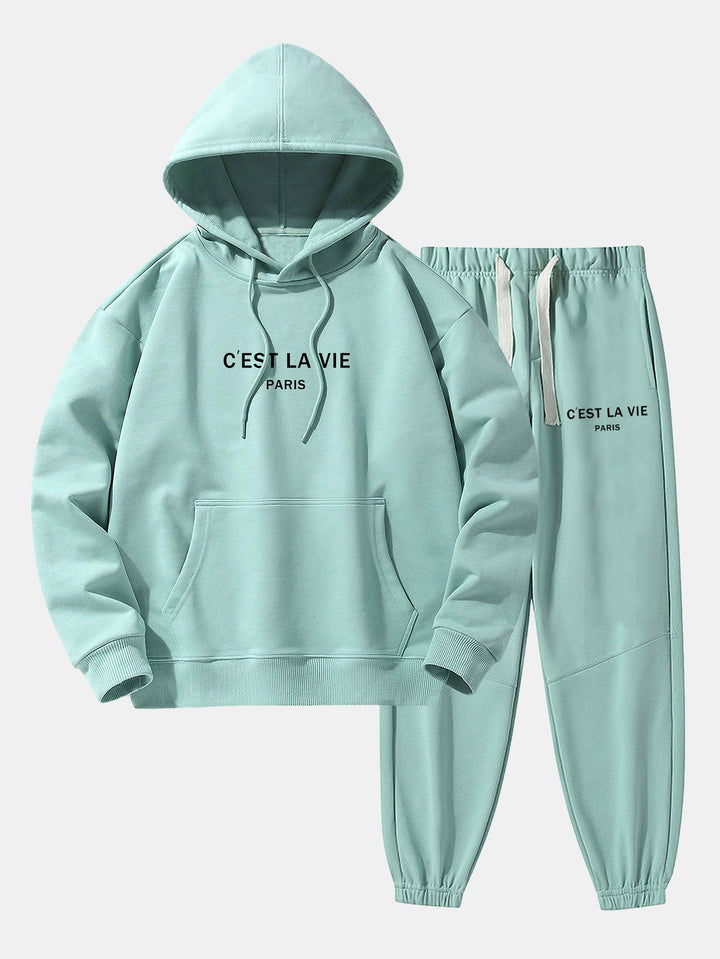 Paris Print Katoenmix Hoodie & Joggingbroek