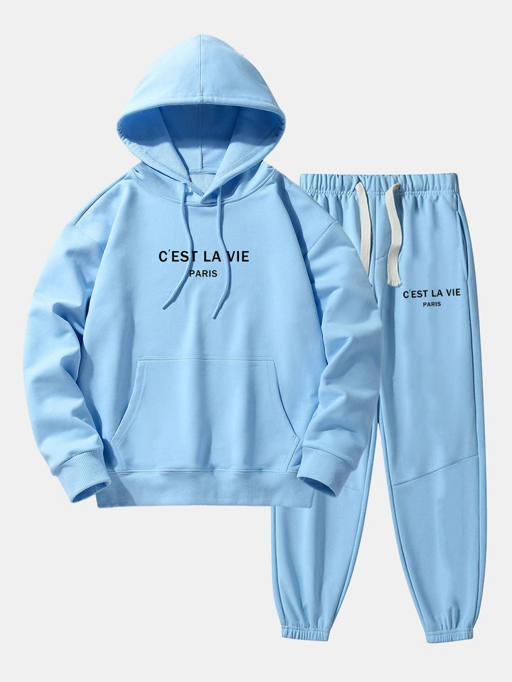Paris Print Katoenmix Hoodie & Joggingbroek