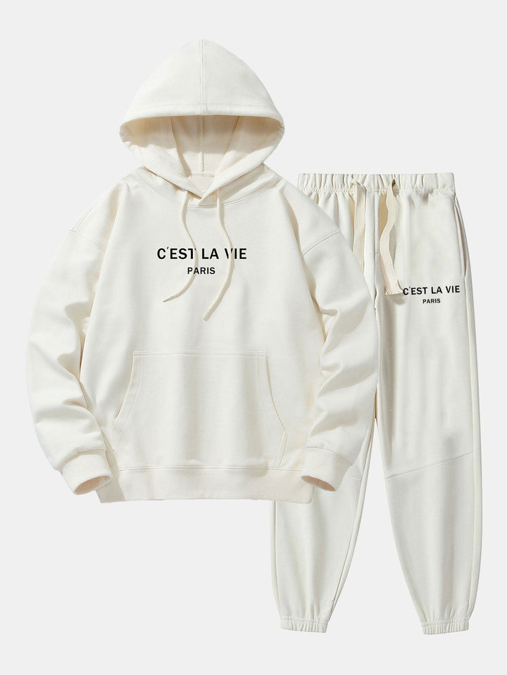 Paris Print Katoenmix Hoodie & Joggingbroek