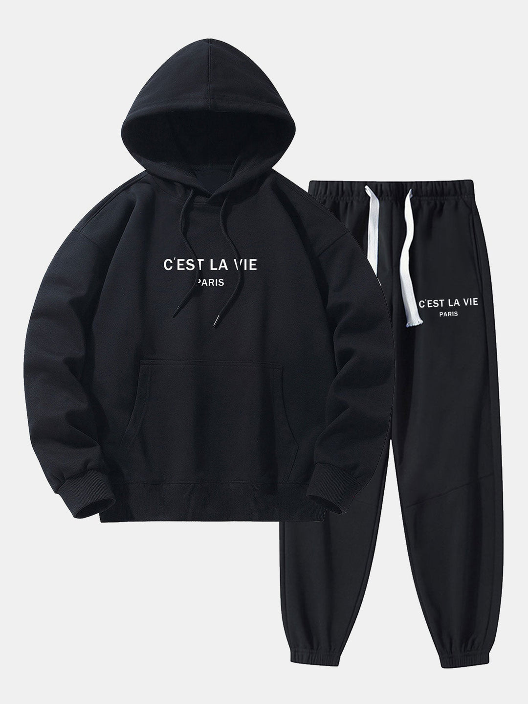 Paris Print Katoenmix Hoodie & Joggingbroek