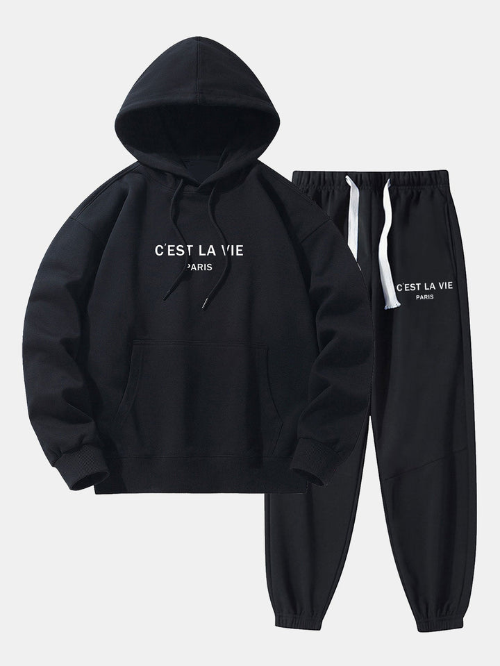 Paris Print Katoenmix Hoodie & Joggingbroek