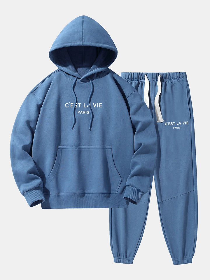 Paris Print Katoenmix Hoodie & Joggingbroek