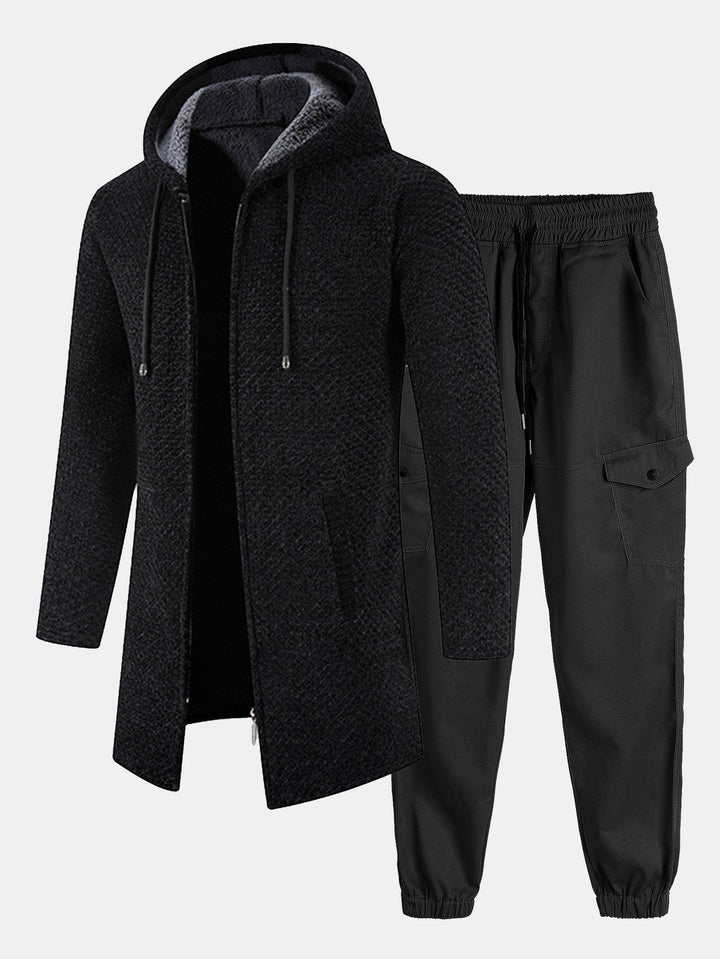 Lange Lijn Textured Hoodie Sweater & Chino Cargo Jogger Broek