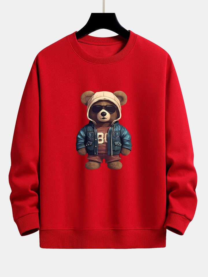 Beer In Leren Jas Print Relax Fit Sweatshirt