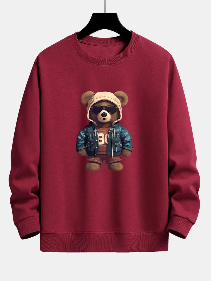 Beer In Leren Jas Print Relax Fit Sweatshirt