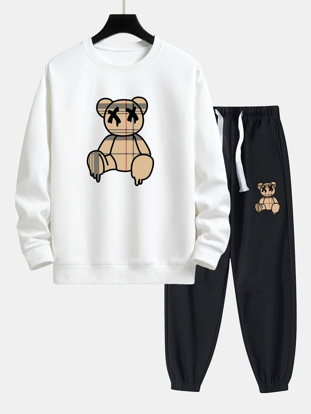 Geruite patroon oplosbare beerprint relax fit sweatshirt & joggerbroek