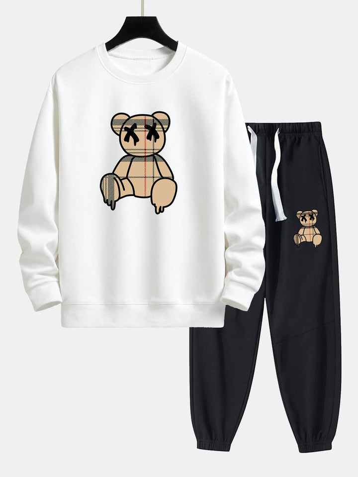 Geruite patroon oplosbare beerprint relax fit sweatshirt & joggerbroek