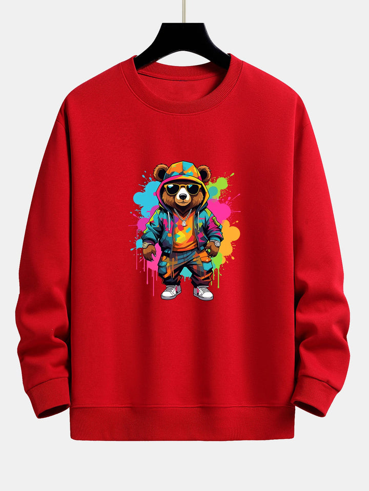 Splash Kleurrijke Beer Print Relax Fit Sweatshirt