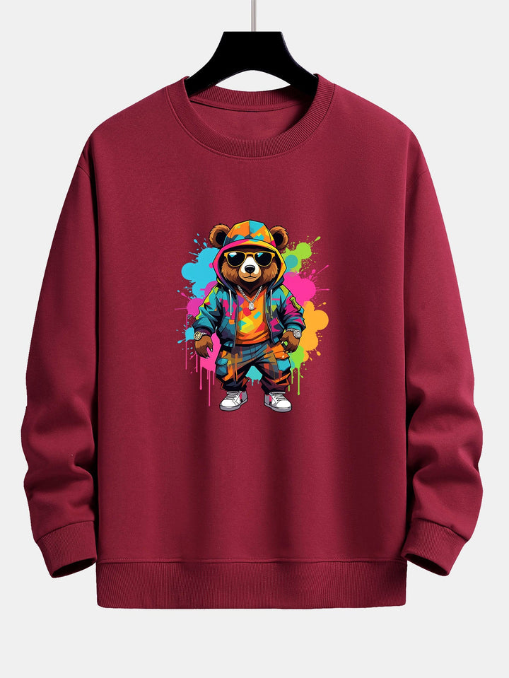Splash Kleurrijke Beer Print Relax Fit Sweatshirt