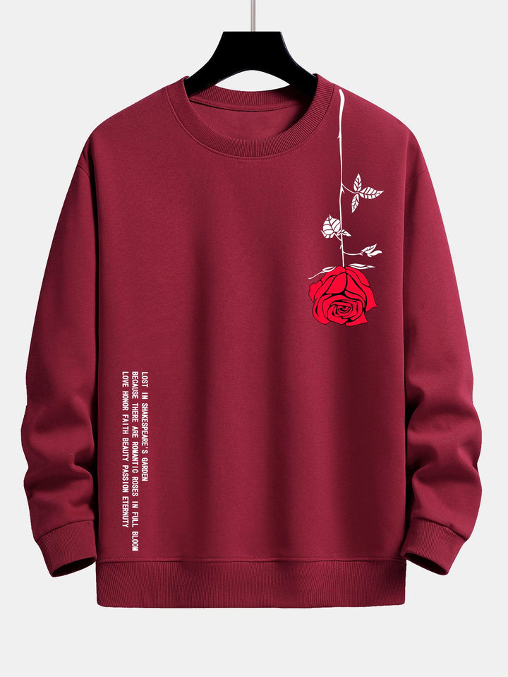 Slogan Rozenprint Relax Fit Sweatshirt