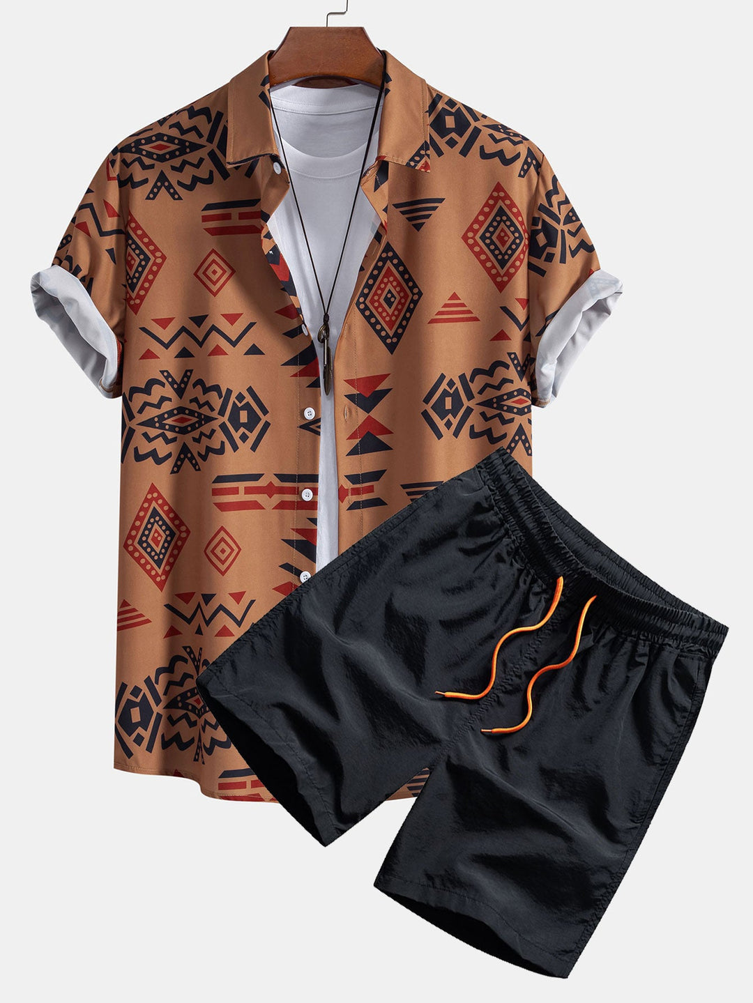 Azteeks Geometrisch Print Shirt & Zwemshorts