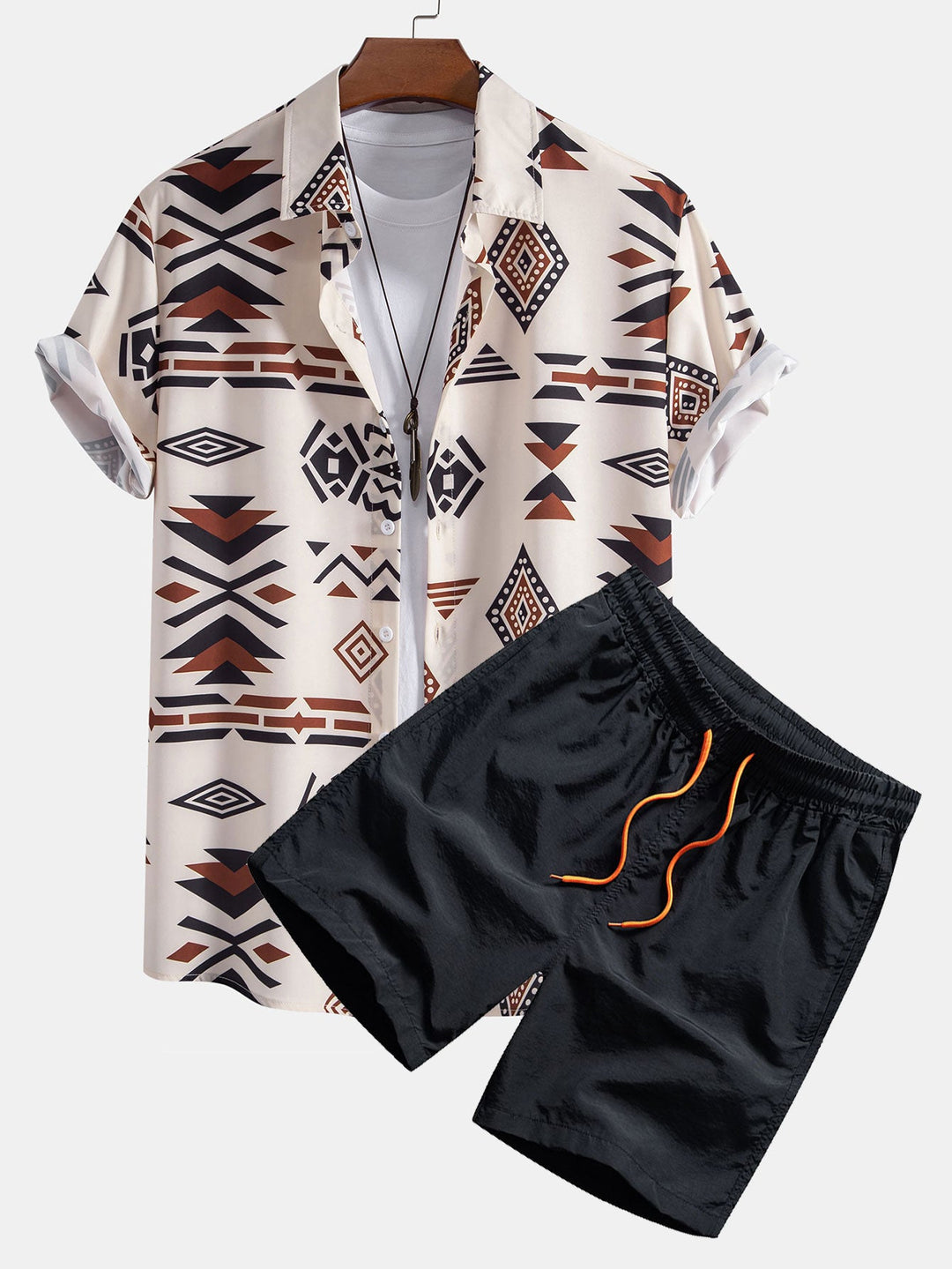 Azteeks Geometrisch Print Shirt & Zwemshorts