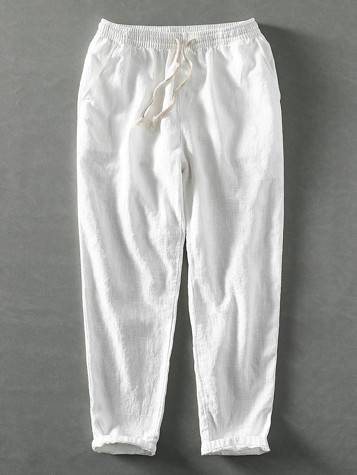 Korte Mouwen Geometrisch Textuur Cuban Shirt & Linnen Katoen Gemengde Cropped Broek