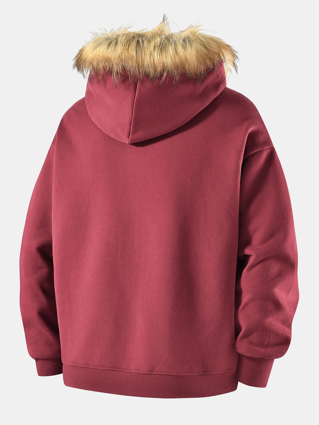 Relaxed faux fur collar zip-up hoodie