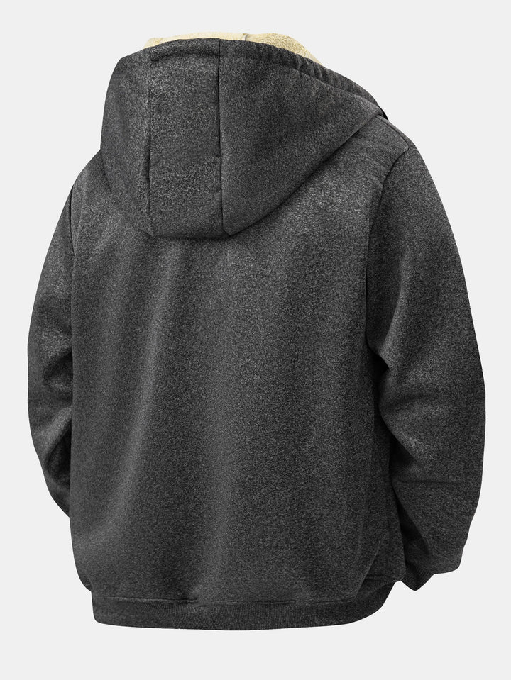 Teddy-lined zipper hoodie