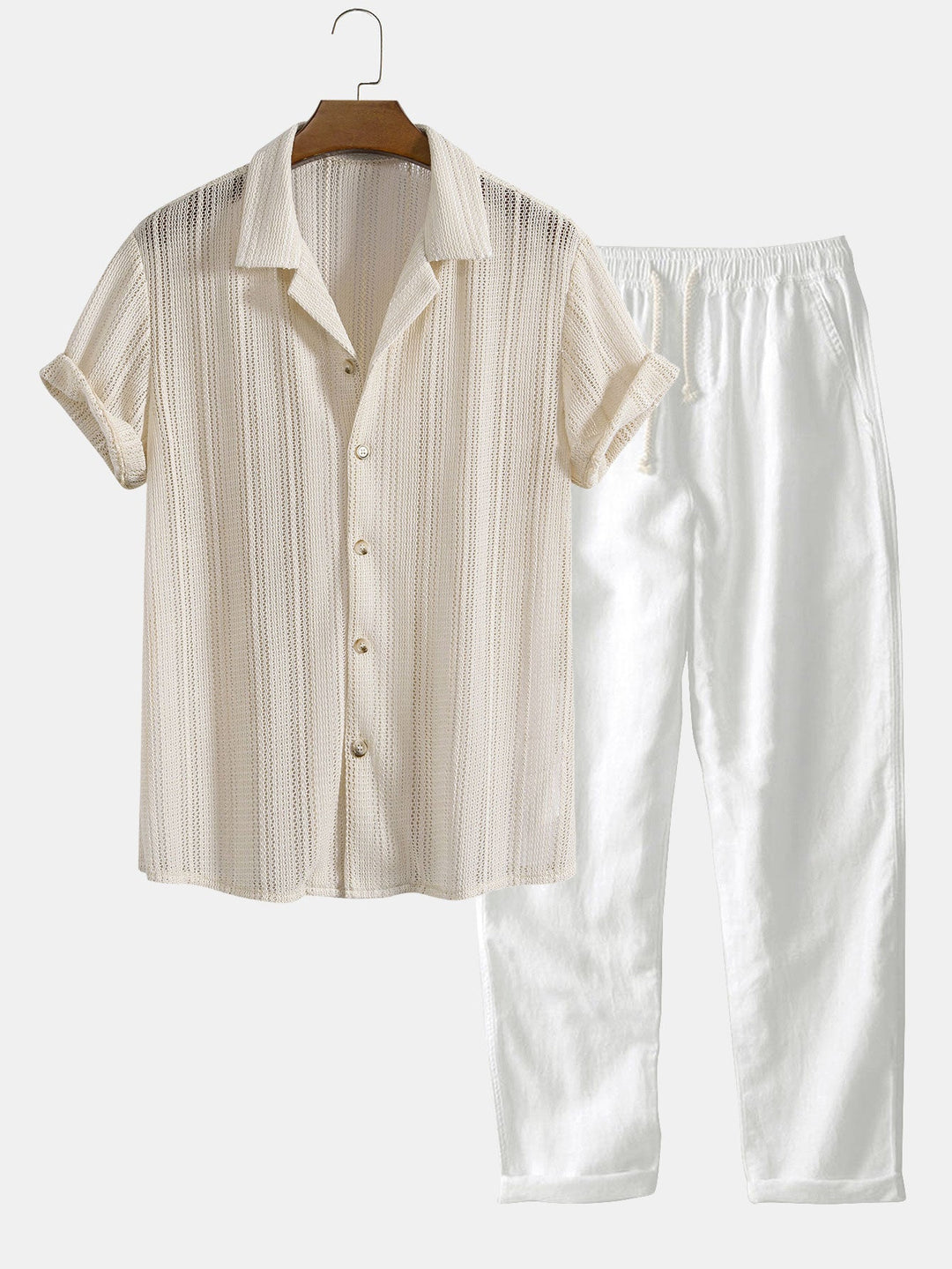 Textured Cuban Shirt & Straight Leg Linen Pants